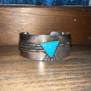 rose swet navajo silver with turquoise heavy cuff unisex